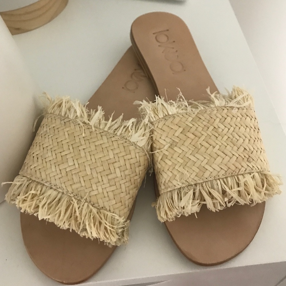 Straw Slip On Sandals